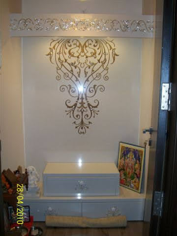 Stone Plus India Mother of Pearl Panel on Home Mandir Background Wall