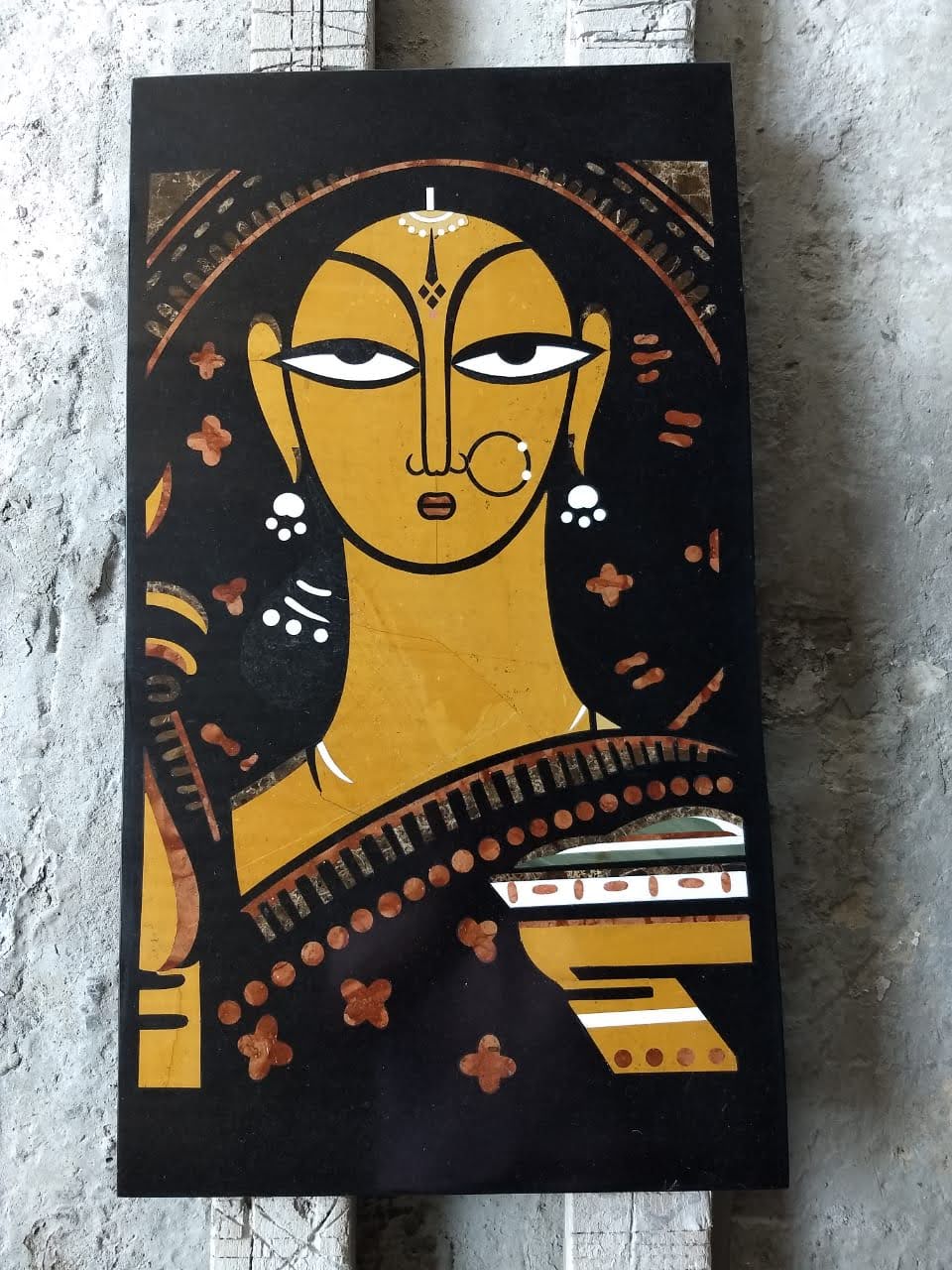 Stone Plus India Wall Mural/ Art work Handmaiden, Jamini Roy Marble Inlay