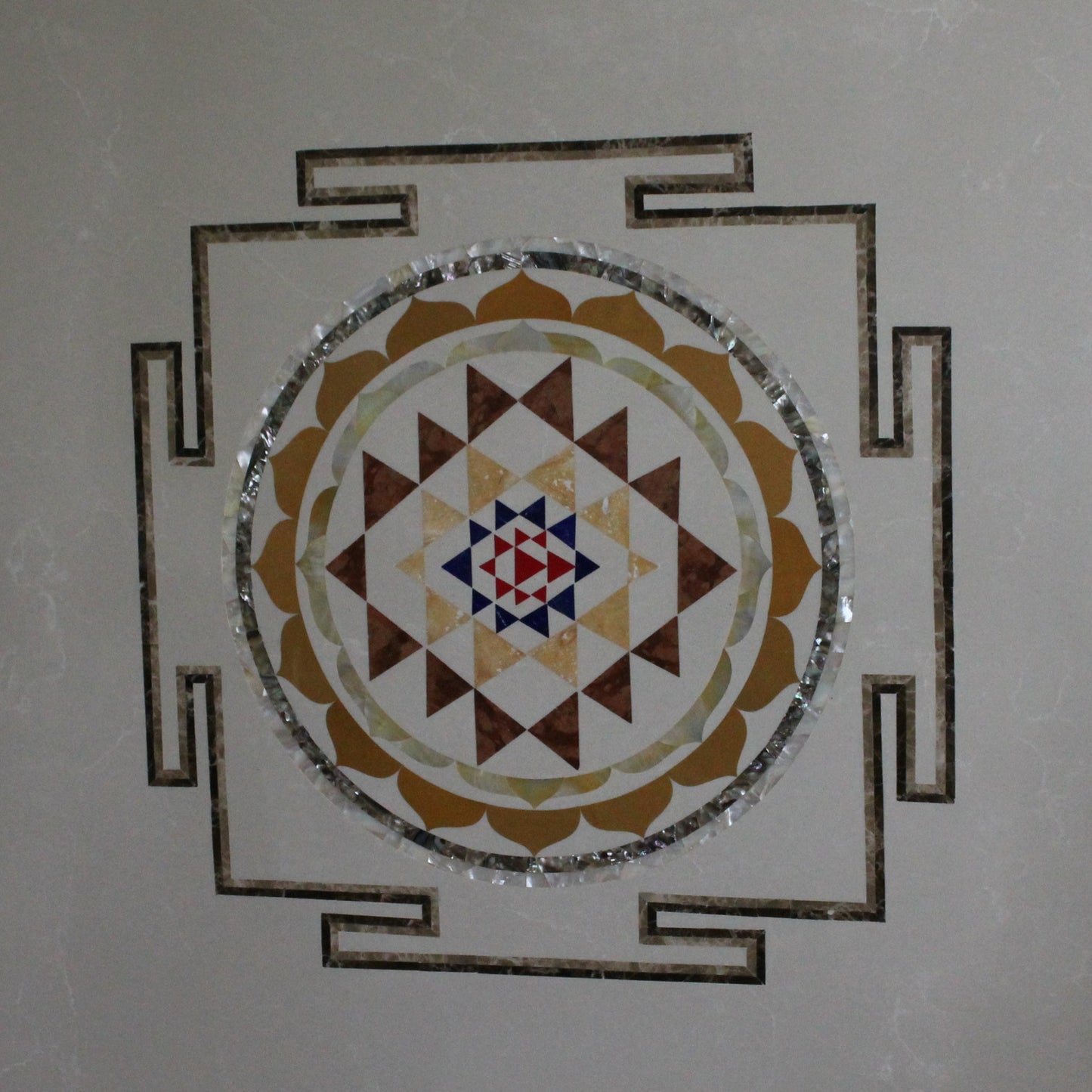 Stone Plus India Marble Inlay Mandir Mural - Laxmi Yantra