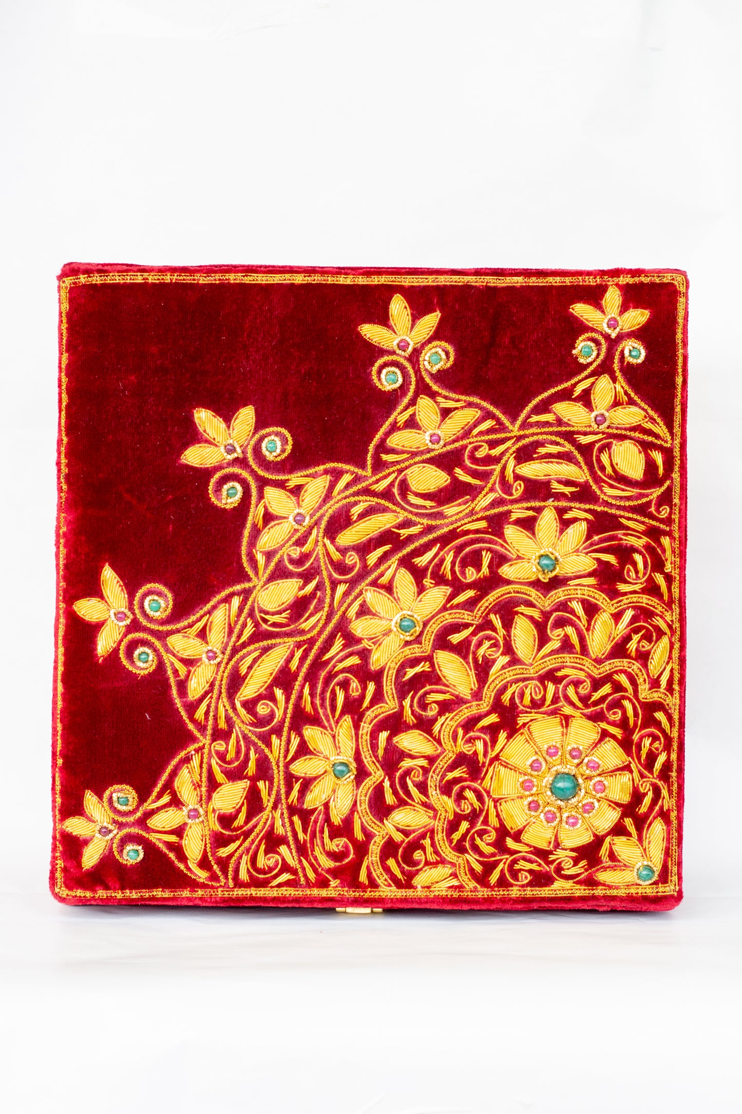 Opulent Homes Red Zardosi Wedding Card Multipurpose Box