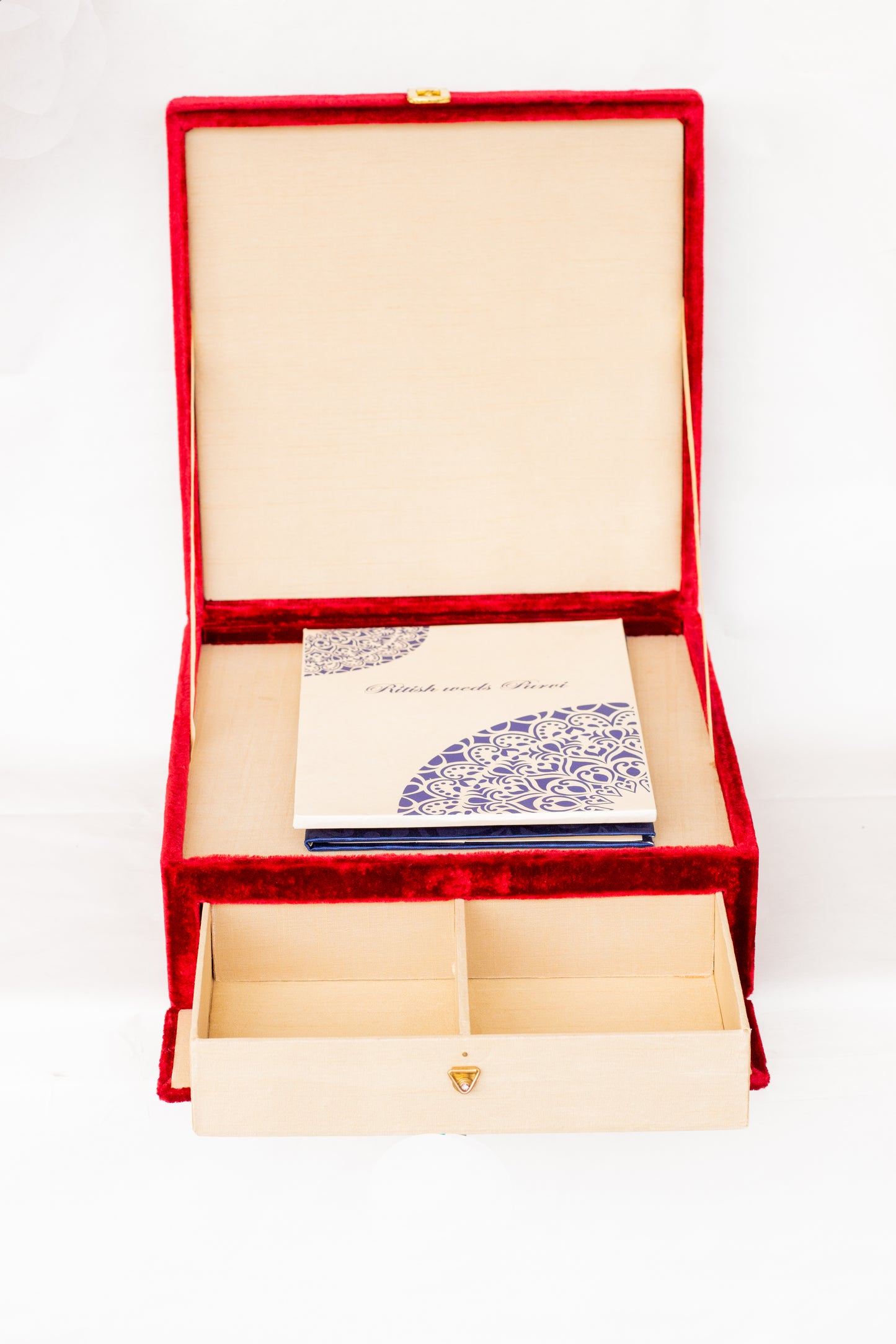 Opulent Homes Red Zardosi Wedding Card Multipurpose Box