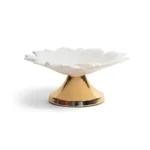 opulent homes marble fruit bowl with metal stand