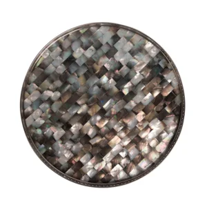 opulent homes black mother of pearl tray with metal frame 11