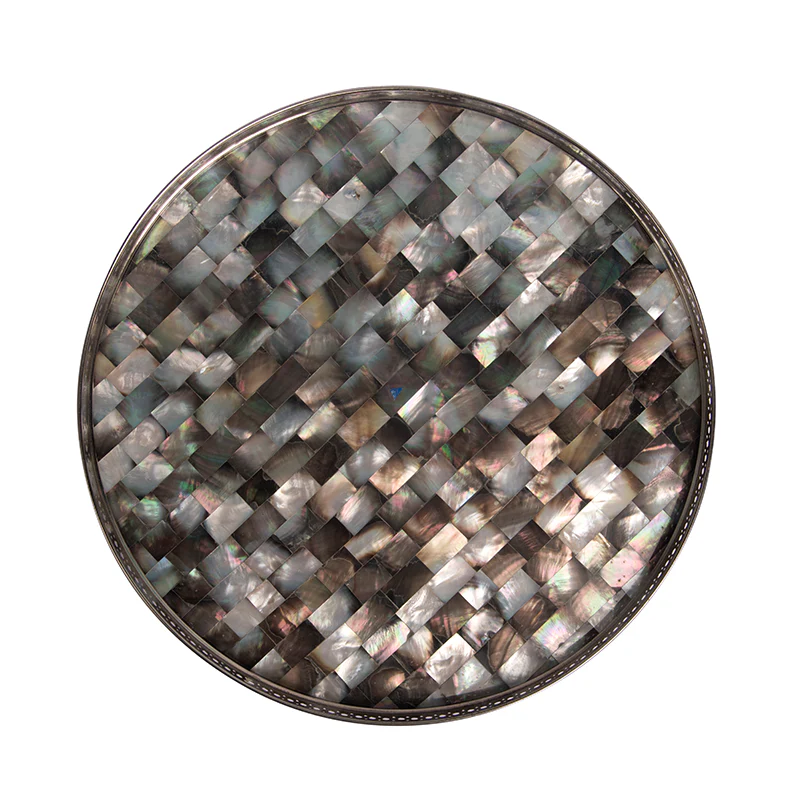 opulent homes black mother of pearl tray with metal frame 11