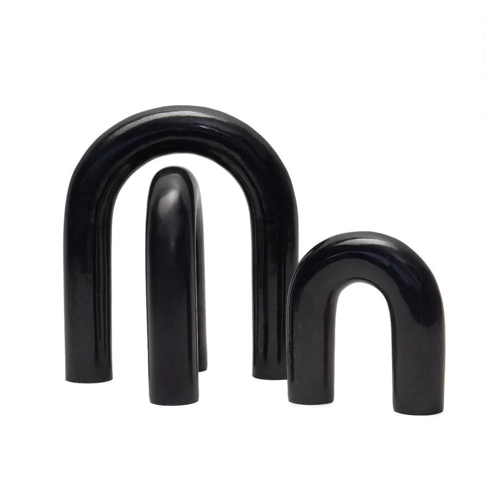 opulent homes black marble set of 3 decorative home