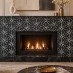 Fireplace Mantle in Green Marble and White Mother Of Pearl