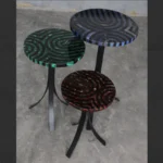 Lapis with Black Markina Marble, Malachite with Black Markina Marble and Red Agate with Black Markina Marble Table set of 3 - View 3
