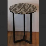 Black and Mother of Pearl Inlay Marble Side Table - View 2