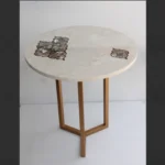 Mehrab Mother of Pearl Marble Inlay Side Table - View 2
