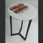 Fish Scale Marble Inlay Side Table - View 3