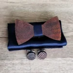 alagan wooden bowtie and cufflinks (walnut)