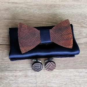 alagan wooden bowtie and cufflinks (walnut)