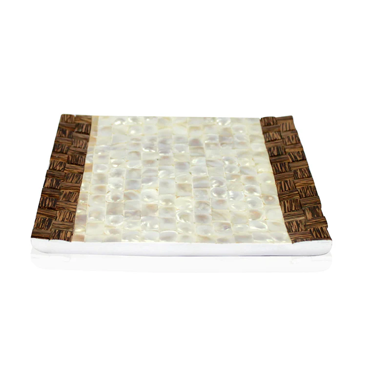 opulent homes white mother of pearl and taadiwood tray 88