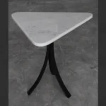 White Marble Tabletop with Metal Base - View 2