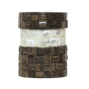 opulent homes taadi white mother of pearl cutlery holder/toothbrush holder/penstand