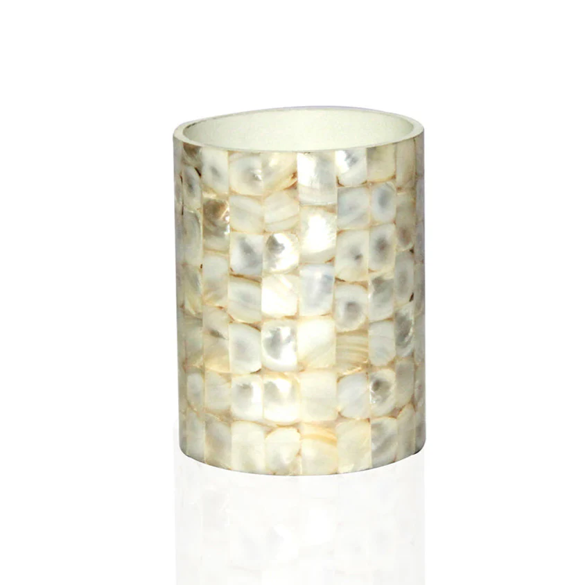 opulent homes white mother of pearl penstand/cutlery holder/tooth brush holder