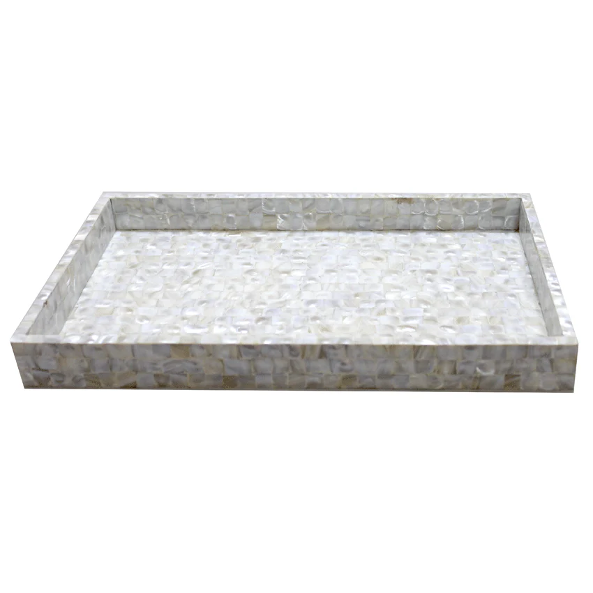 opulent homes white mother of pearl tray s169
