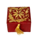 opulent homes square embroidered box red small