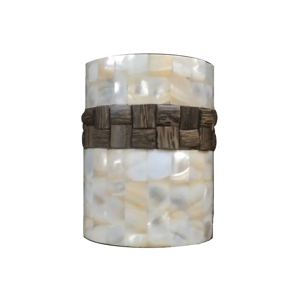 opulent homes white mother of pearl taadiwood tooth brush holder/ pen stand/ cutlery holder