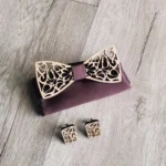 alagan opulent homes bowtie and cufflinks set (natural)