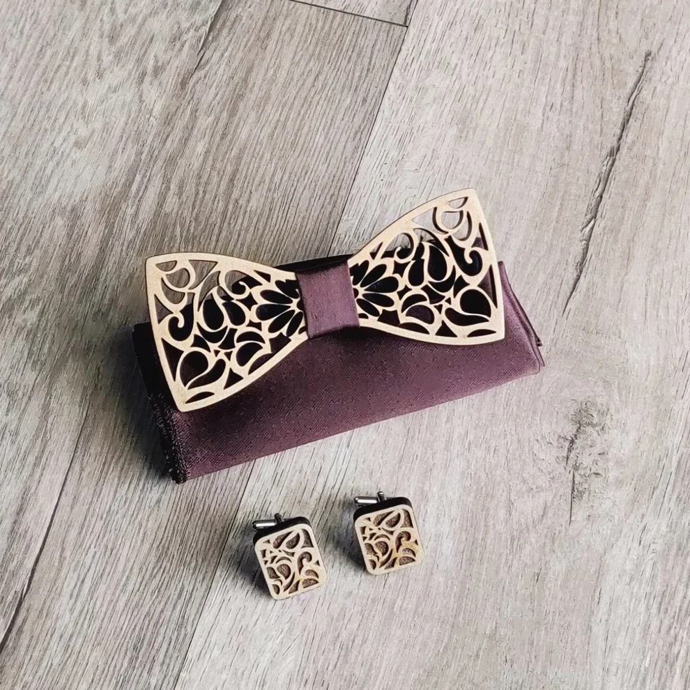 alagan opulent homes bowtie and cufflinks set (natural)