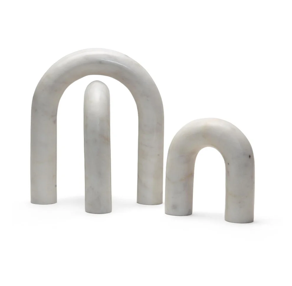 opulent homes white marble set of 3 decorative home