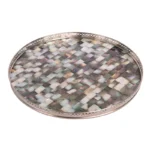 opulent homes black mother of pearl tray with metal frame 11