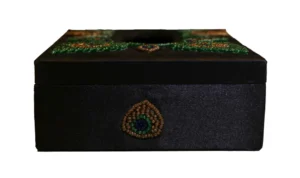 opulent homes tissue box embroidered i