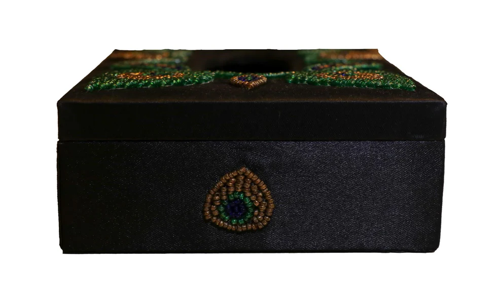opulent homes tissue box embroidered i