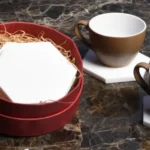 Coasters White Marble Hexagon - View 3
