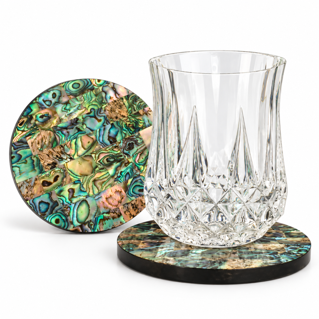 Coasters Green Mother of Pearl/Paua Shell