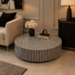 Black and White Resin Center Table Round