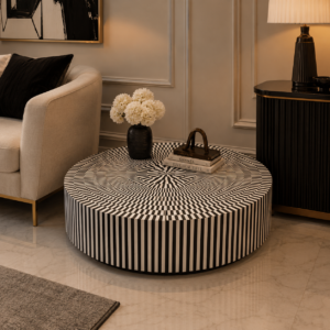 Black and White Resin Center Table Round