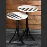 Hexagon Black and White Marble Side Table SS - View 2