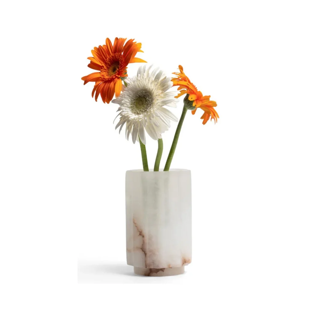 stone plus india alabaster fluted vase 85