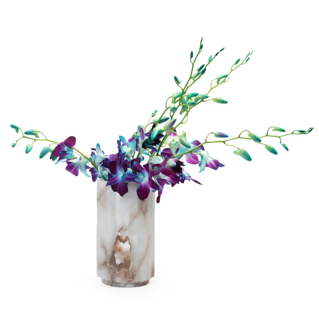 stone plus india alabaster fluted vase 105