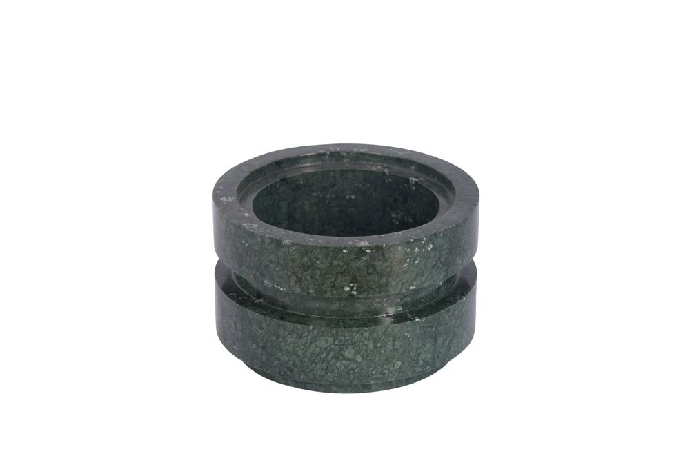 opulent homes green marble nut/salt bowl