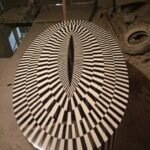 Oval Shaped Black and White Resin Center Table - View 2
