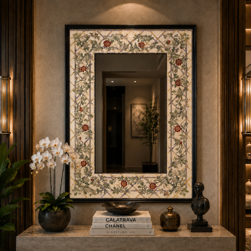 Marble Inlay Mirror Frame