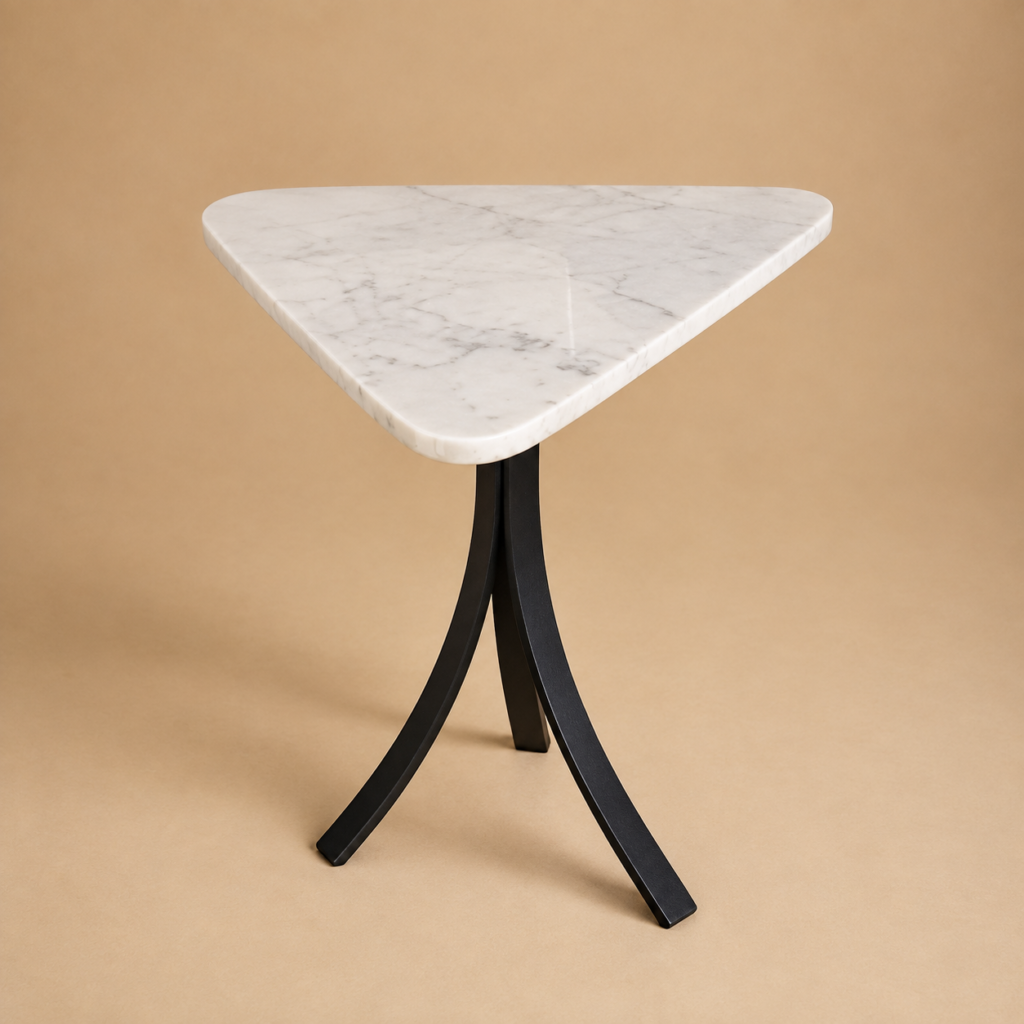 White Marble Tabletop with Metal Base
