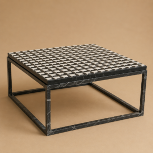 White and Black Marble Center Table