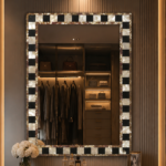 White and Black Mother of Pearl Mirror Frame