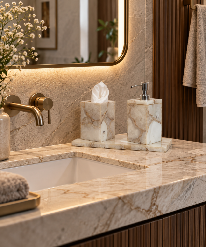 White Agate Bath Set