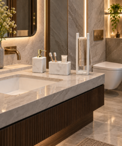 White Marble Bath Set of 3