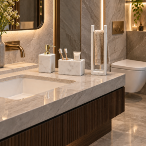 White Marble Bath Set of 3