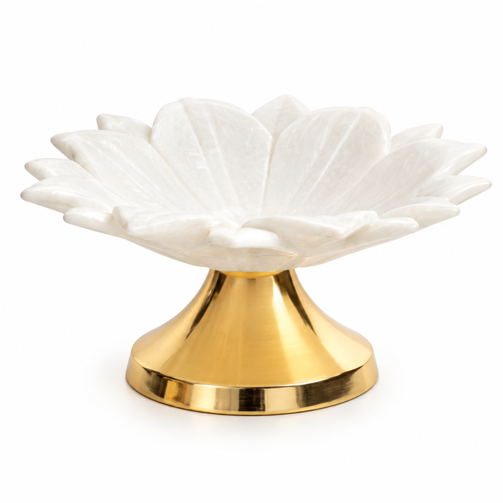 Bowl Fruit with Metal Stand-Marble