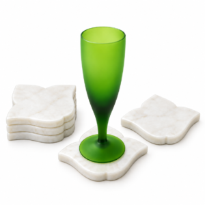 Coasters Plain White Marble Leaf Shape