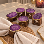 Napkin Ring Wood Base Purple Agate