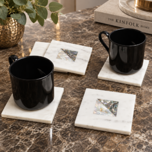 Coasters Marble Inlay Mother of Pearl