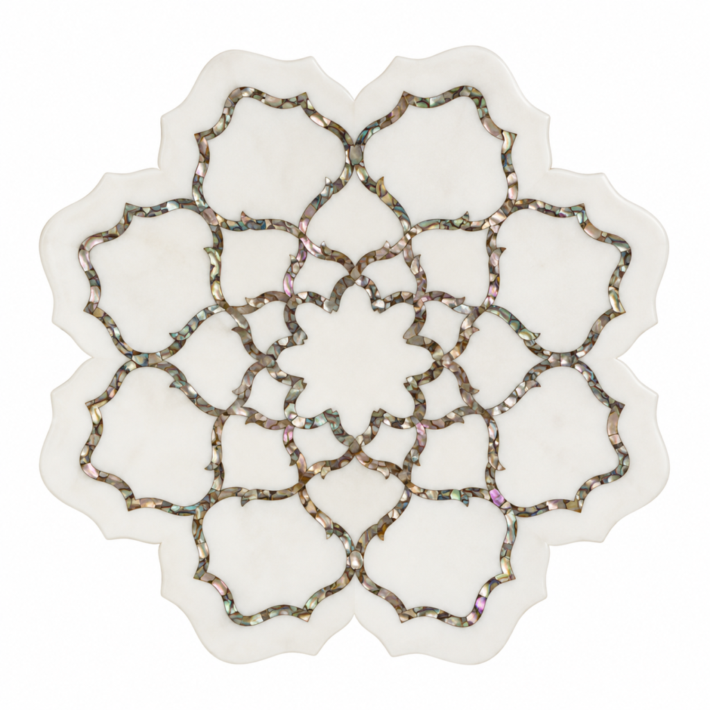 Platter Marble Inlay Flower Shape